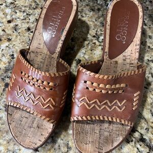 Beautiful gently worn Brazilian leather mule by Franco Sarto